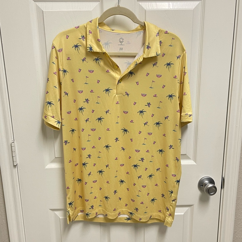 Caddy Cart Palm Bolt Yellow Golf Polo